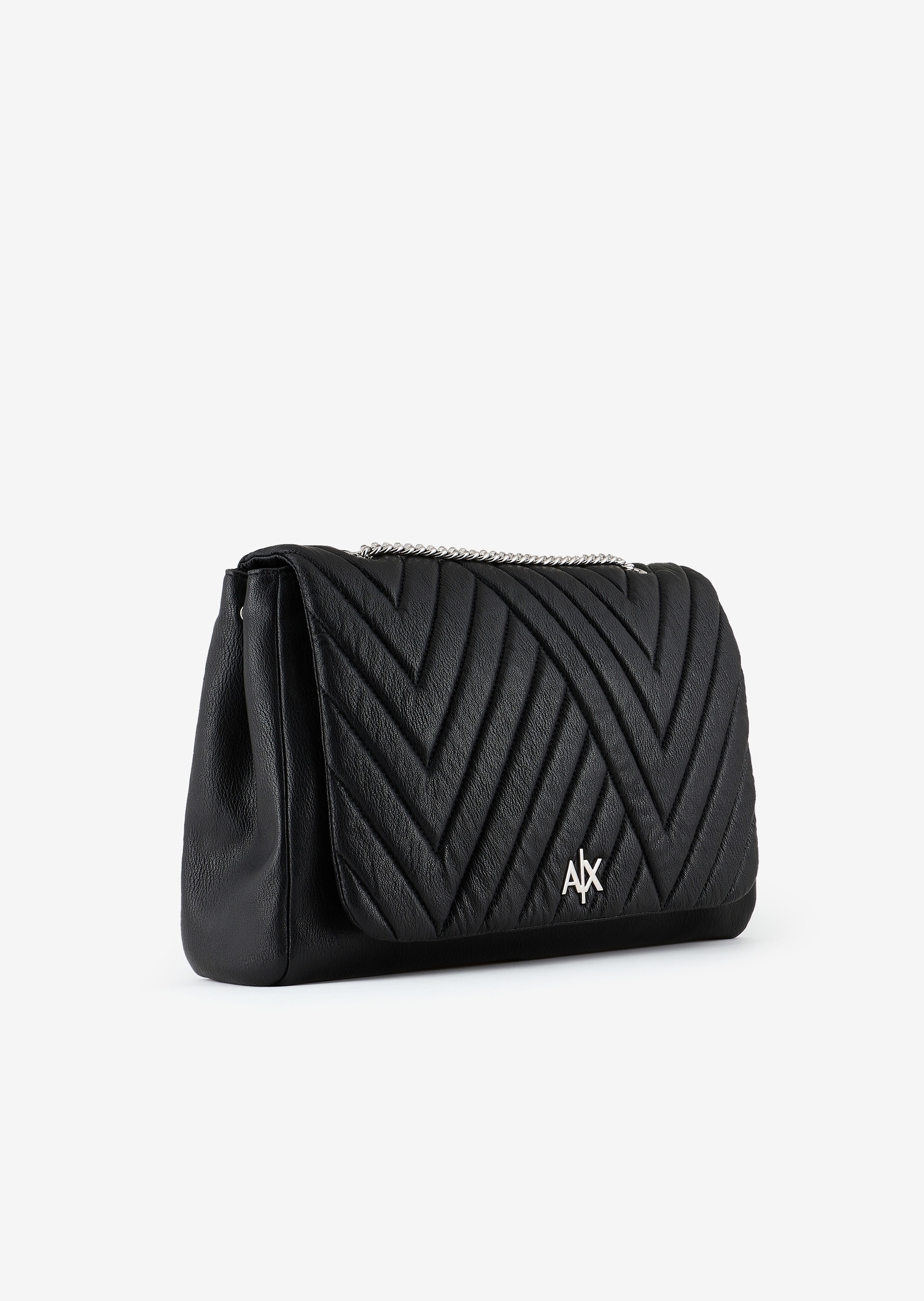 ARMANI EXCHANGE 女士人字绗缝翻盖邮差包