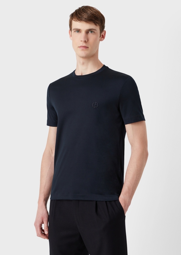 Giorgio Armani 绣标棉质平纹布T恤