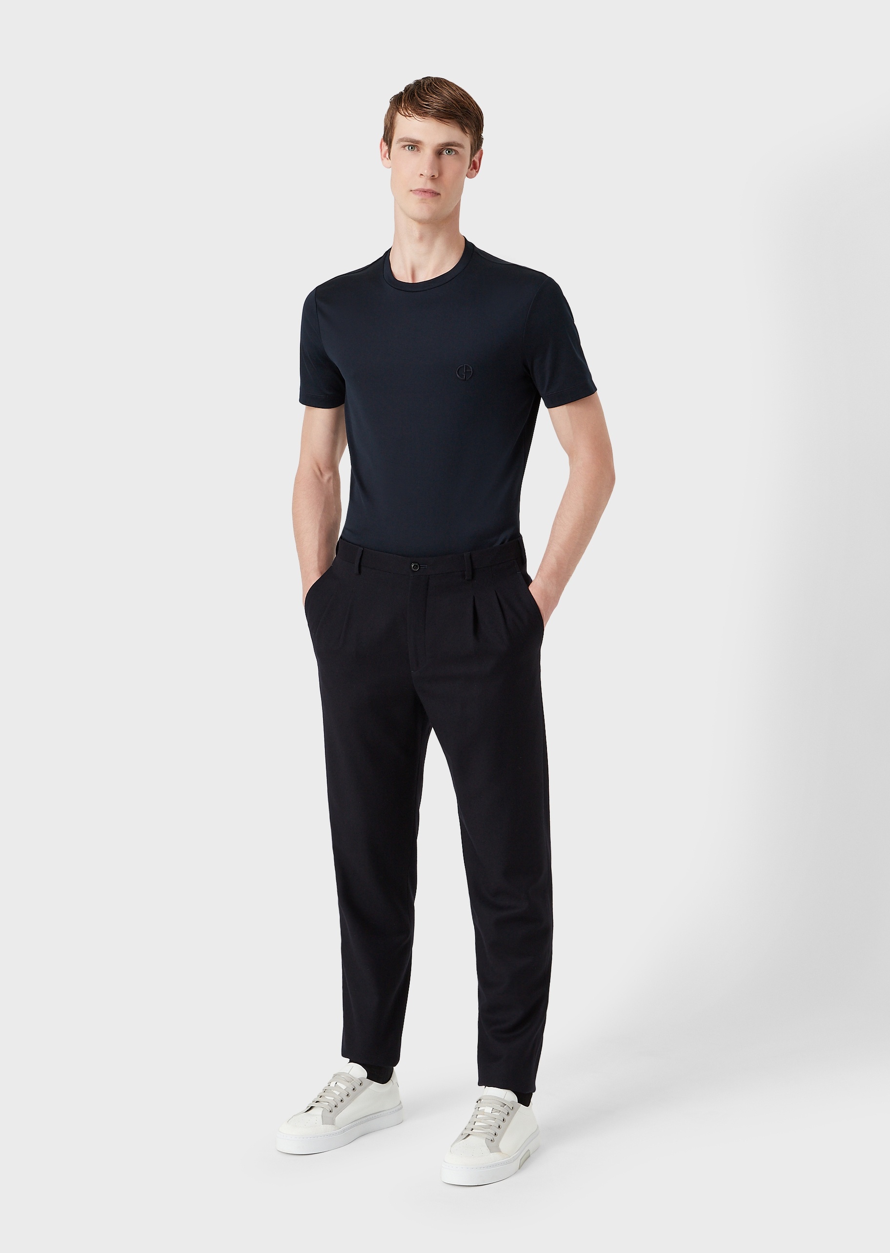 Giorgio Armani 绣标棉质平纹布T恤