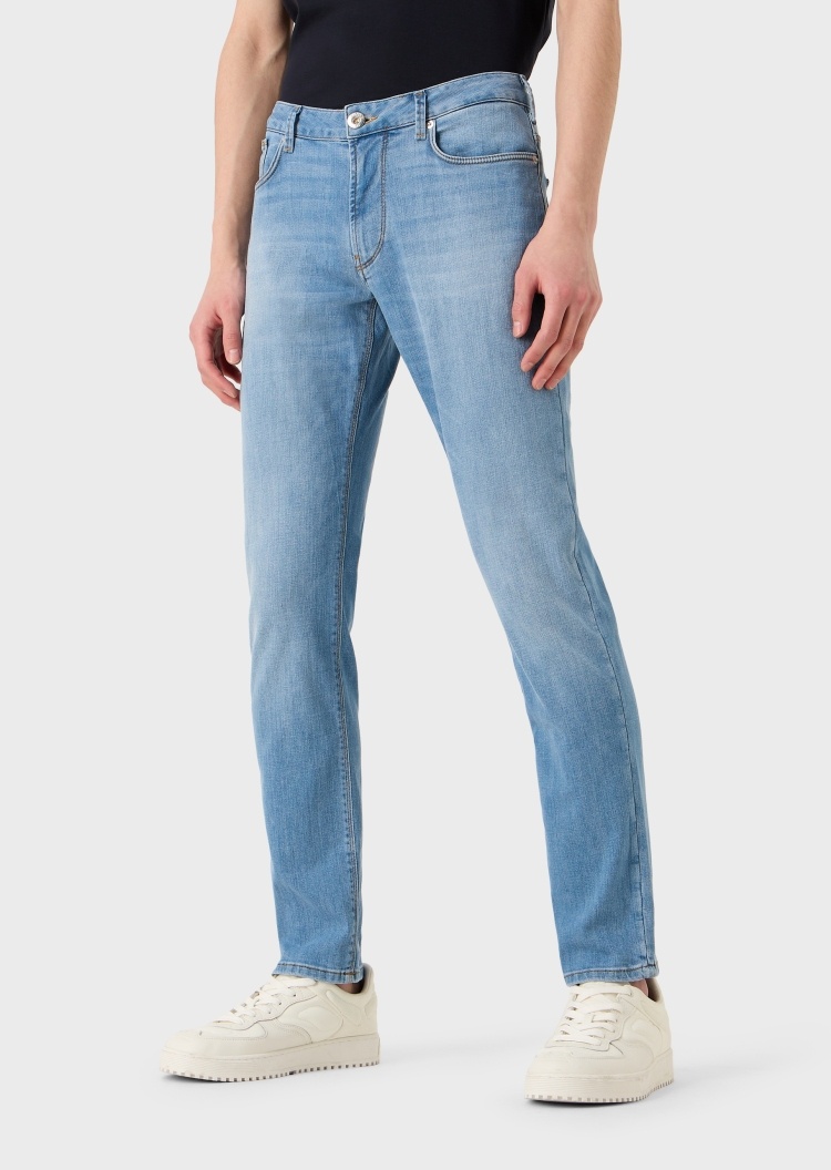 Emporio Armani 修身明线水洗牛仔裤