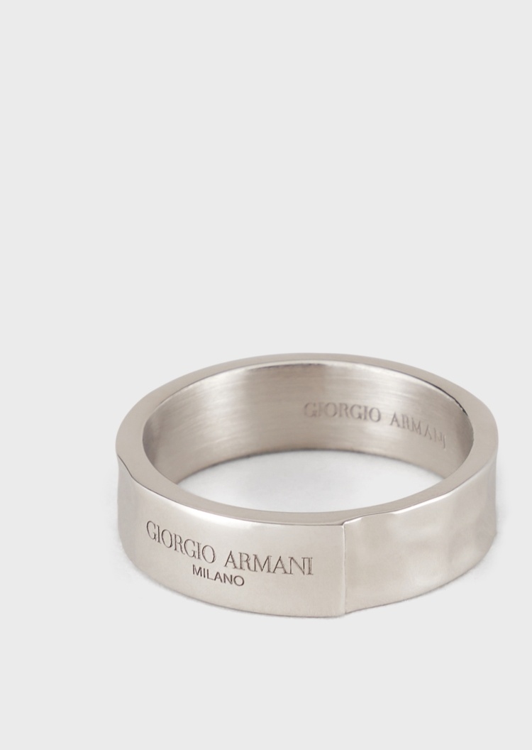 Giorgio Armani 镌刻锤纹银质戒指