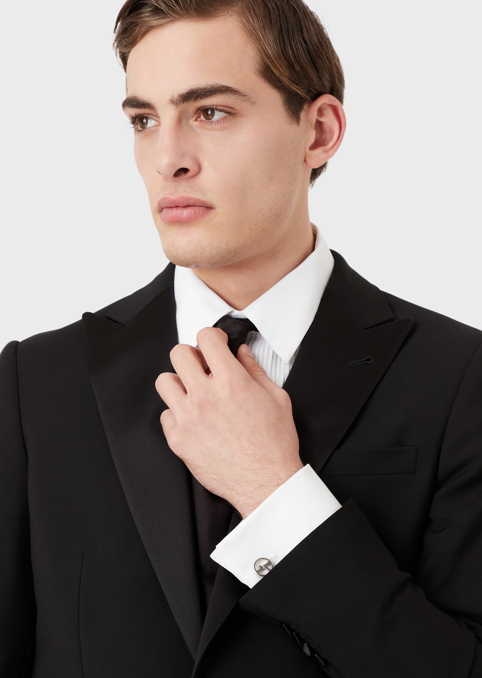 Giorgio Armani 竖纹银质标识袖扣