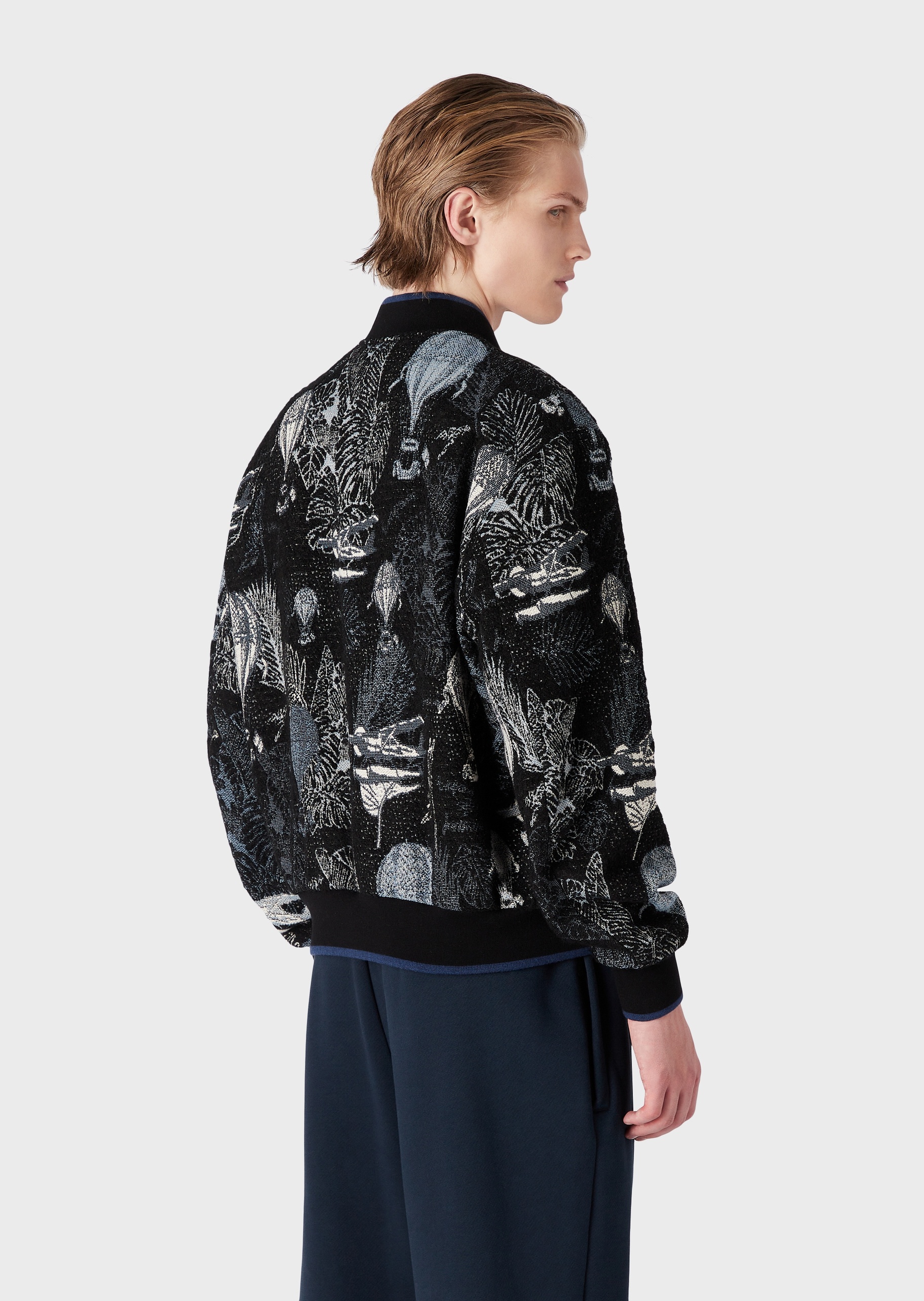 Emporio Armani 度假风提花棒球领夹克