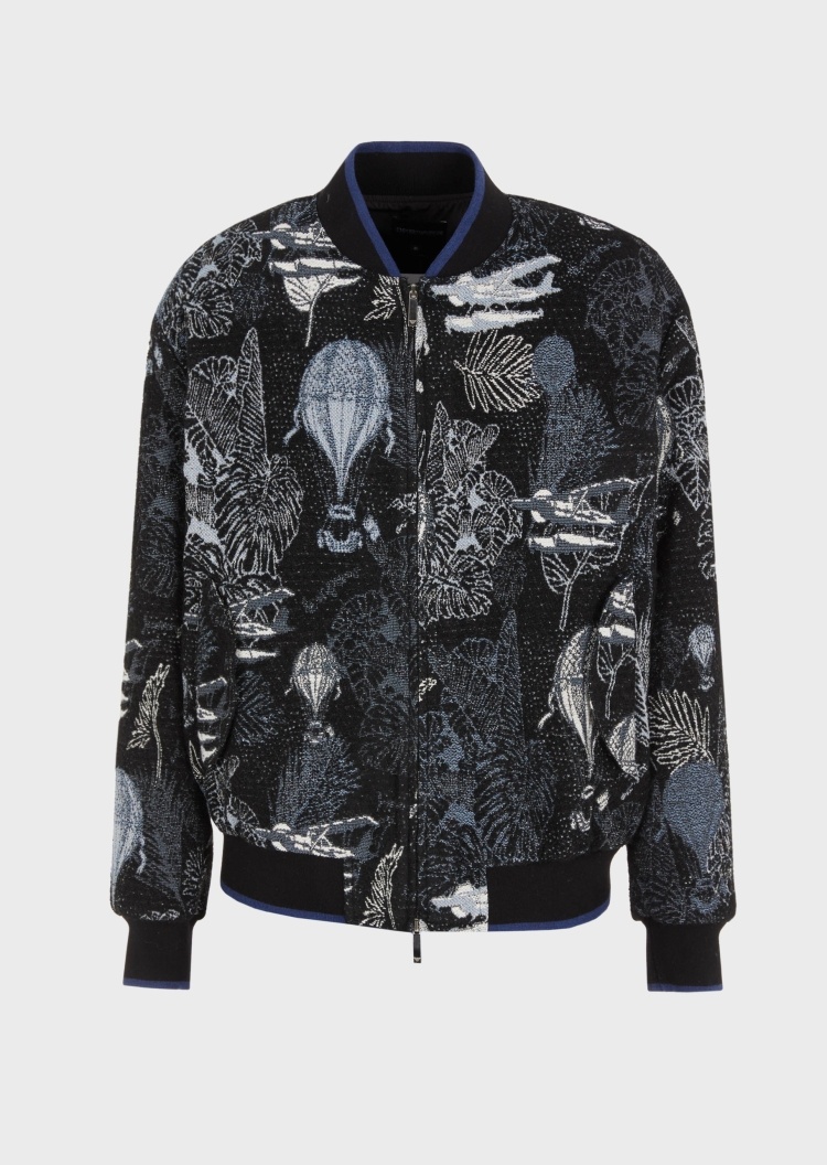 Emporio Armani 度假风提花棒球领夹克