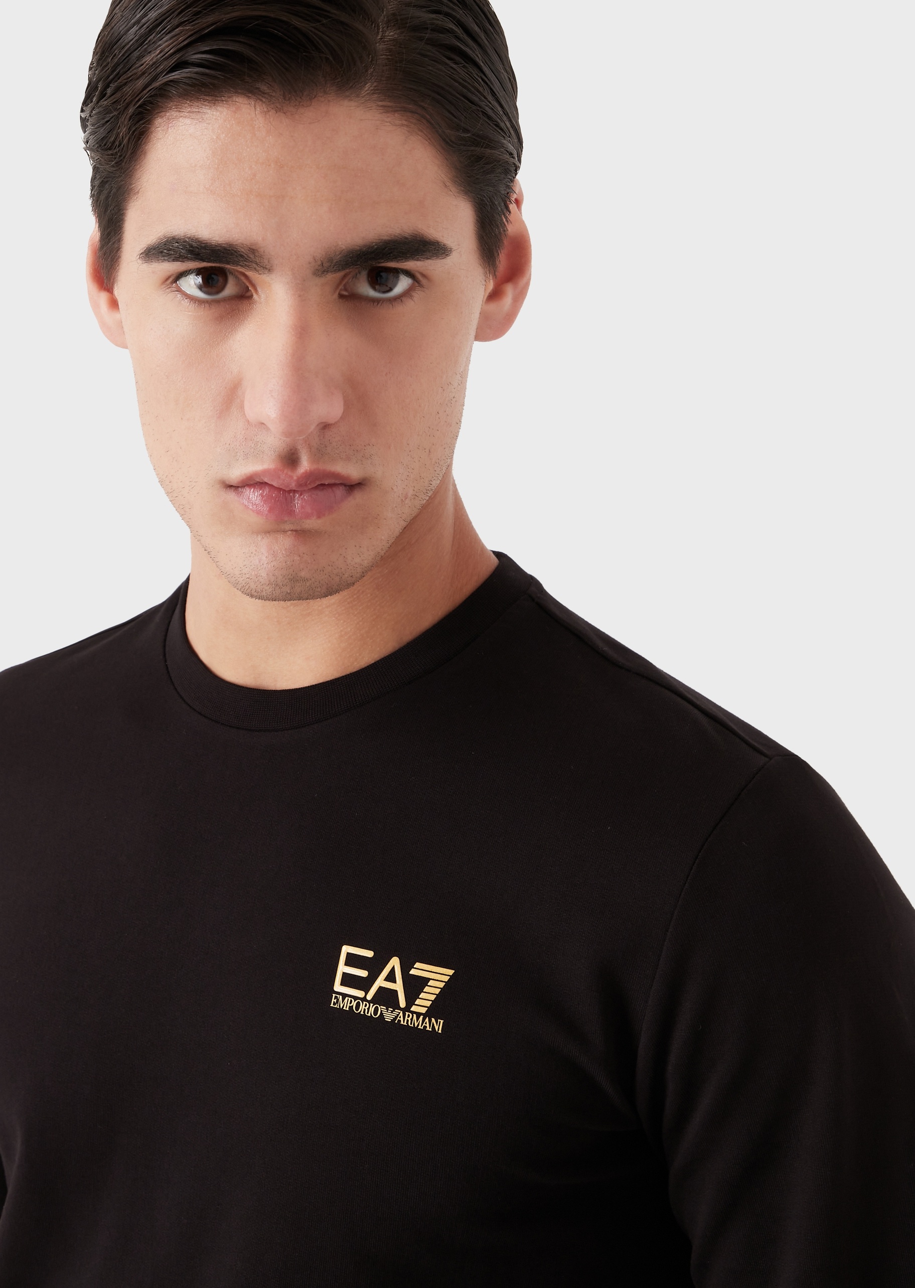 EA7 男士全棉合身长袖圆领纯色健身训练卫衣