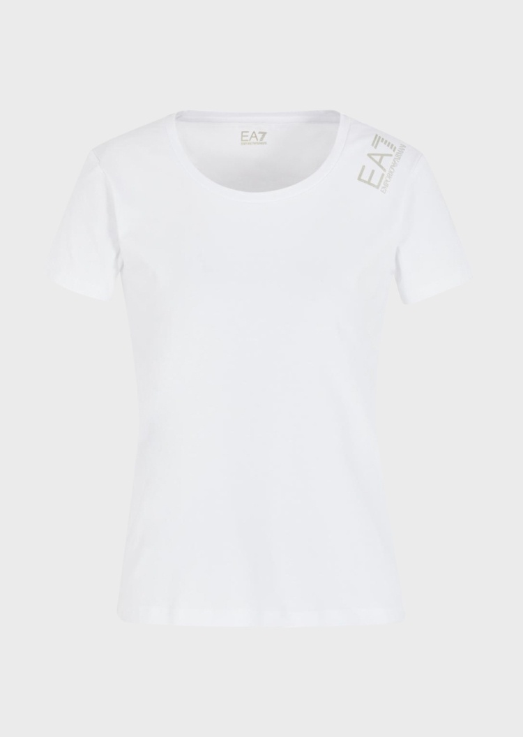 EA7 女士LOGO圆领短袖运动T恤