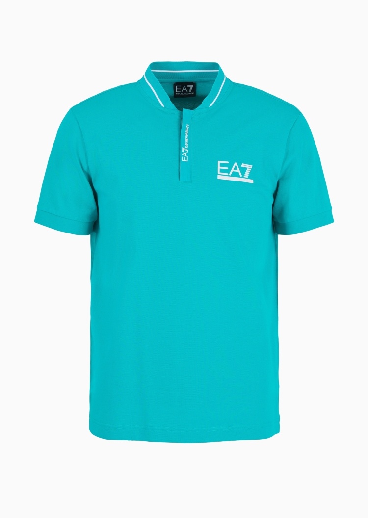 EA7 男士纯棉微弹短袖棒球领网球POLO衫
