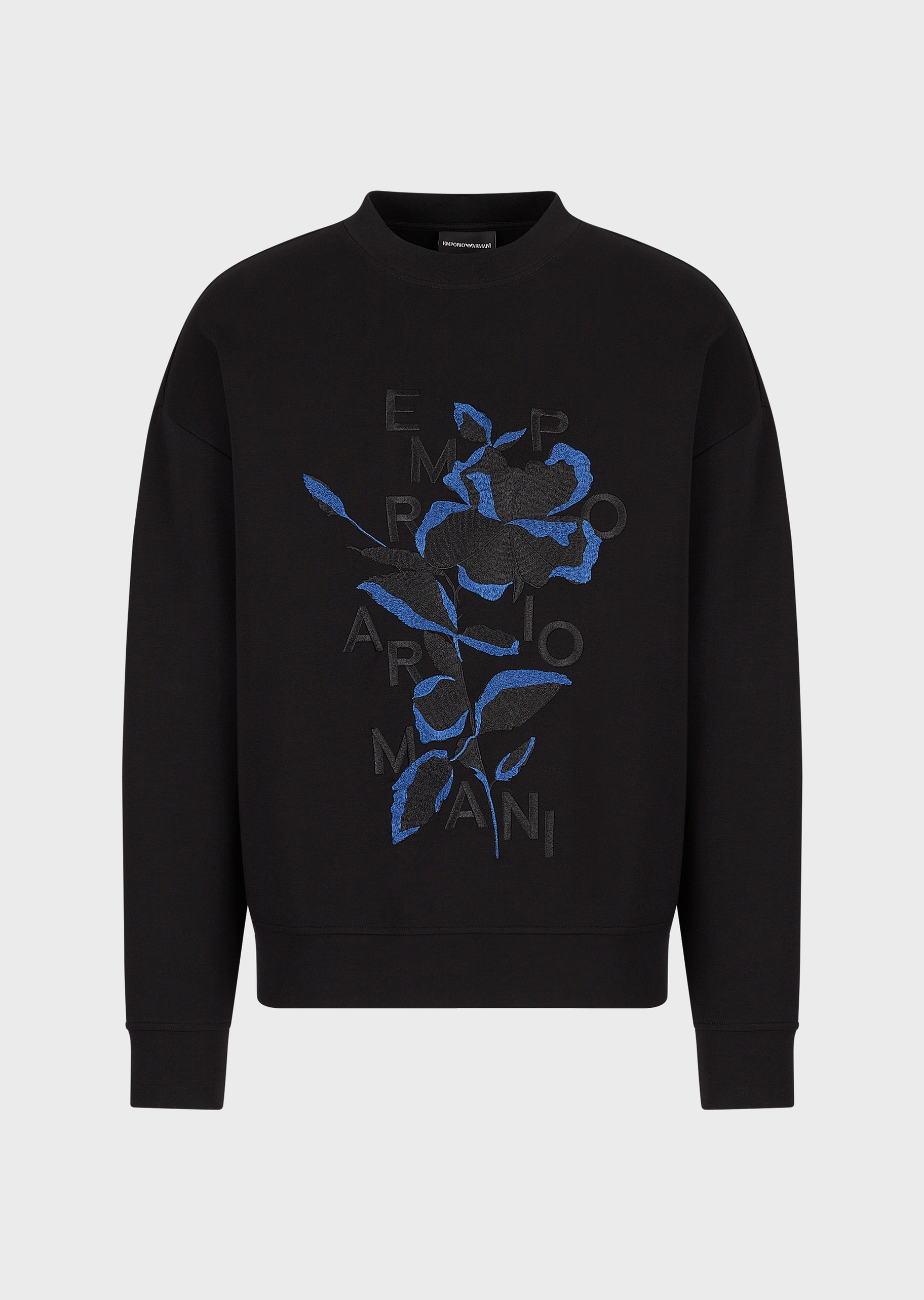 Emporio Armani 双色大花卉刺绣卫衣