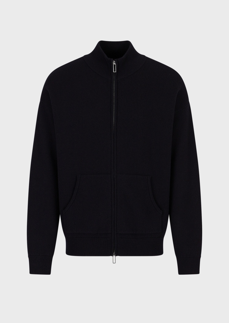 Emporio Armani 立领开襟落肩毛衣开衫
