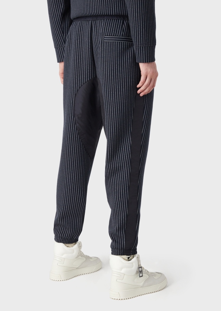 Emporio Armani 细条纹刺绣嵌片卫裤