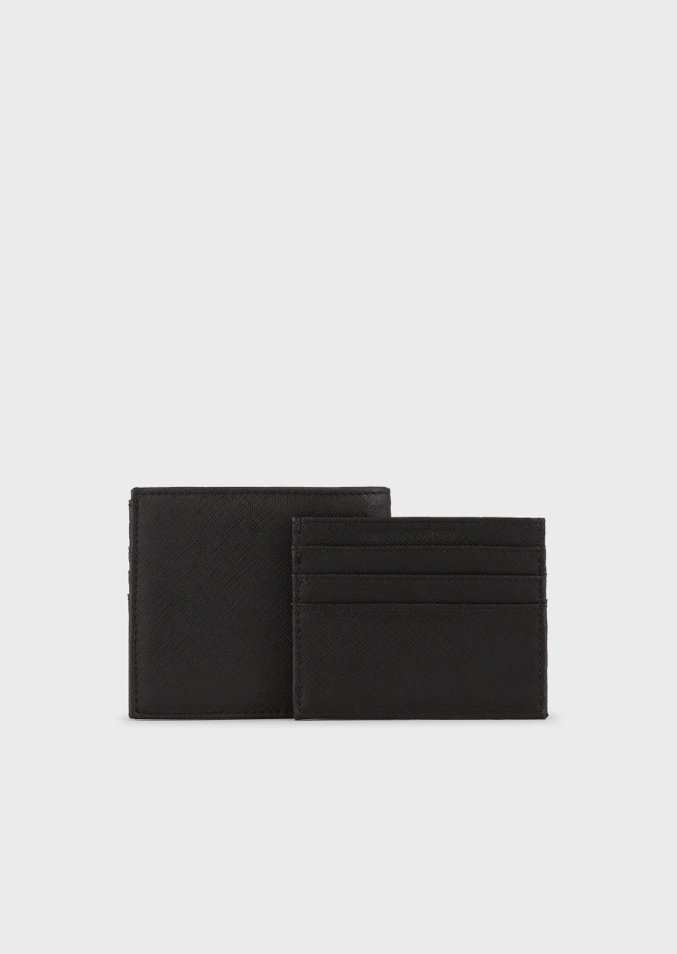 Emporio Armani 男士十字纹钱包卡夹套装