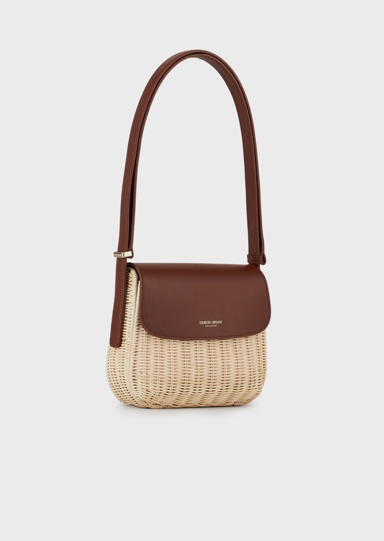 Giorgio Armani La Prima女士翻盖草编腋下单肩包