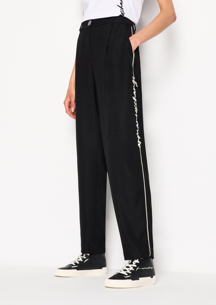 ARMANI EXCHANGE 女士高腰宽松刺绣休闲裤