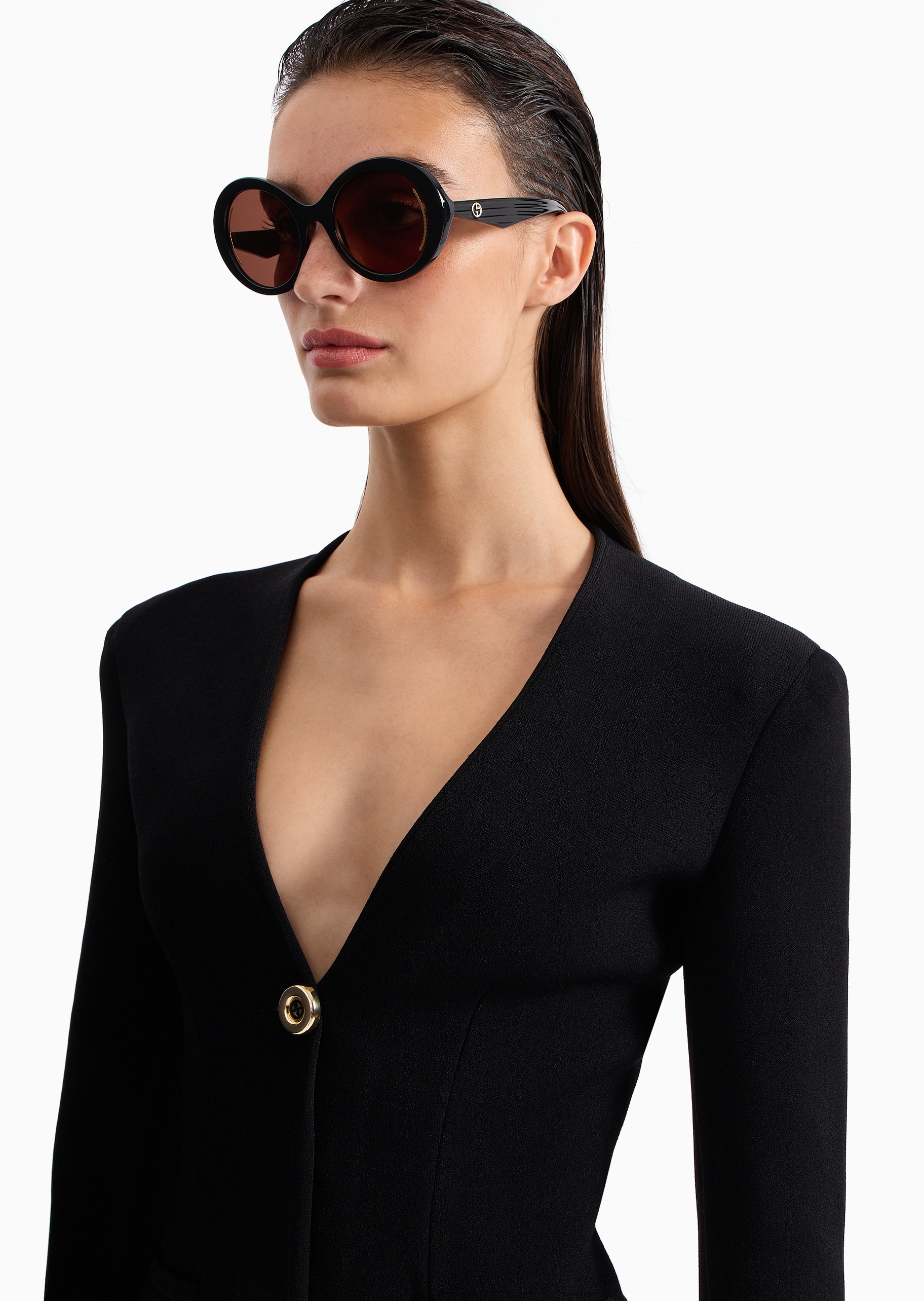 Giorgio Armani 女士加粗镜腿椭圆框时尚潮流太阳眼镜