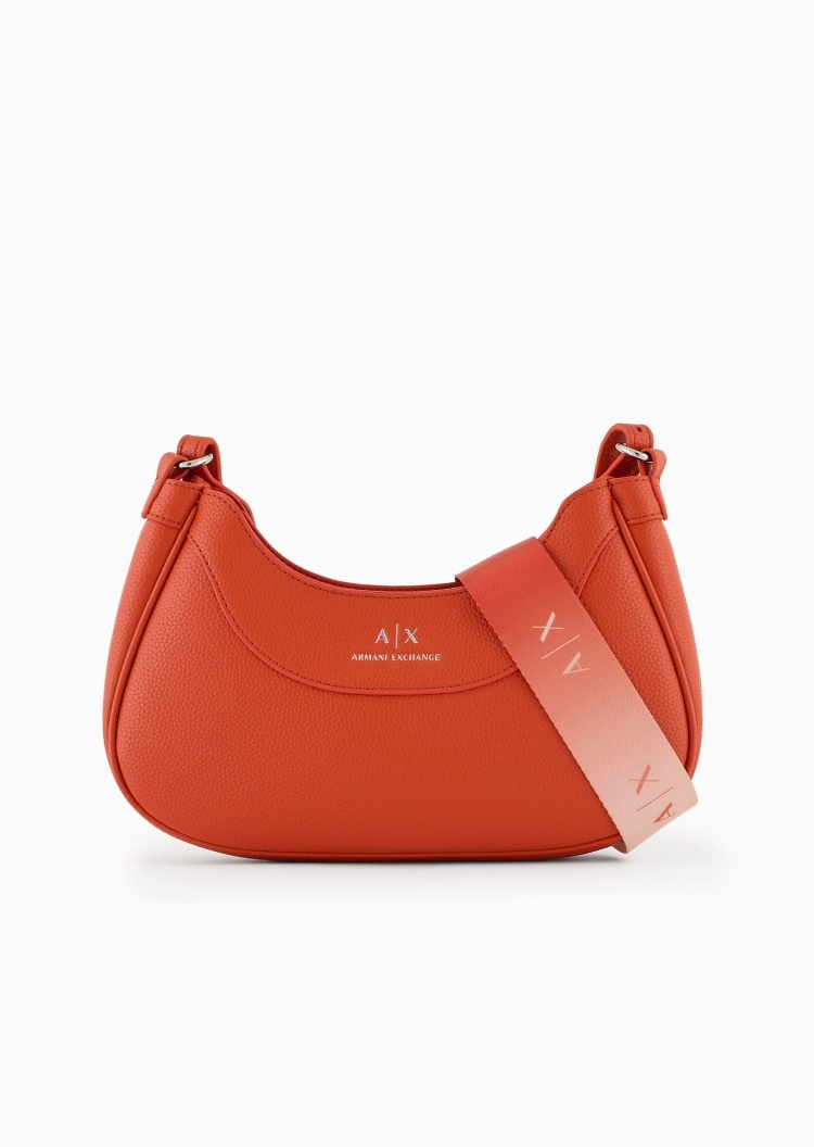 ARMANI EXCHANGE 女士渐变LOGO肩带拉链Hobo斜挎包