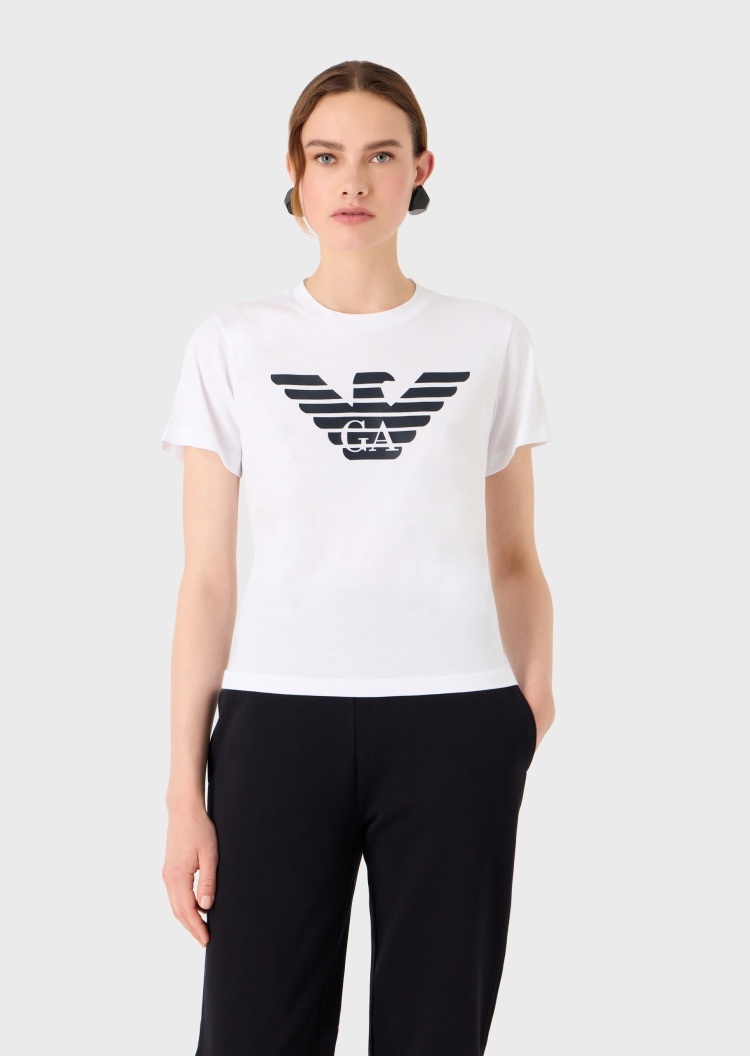 Emporio Armani 女士标识棉质圆领短袖T恤