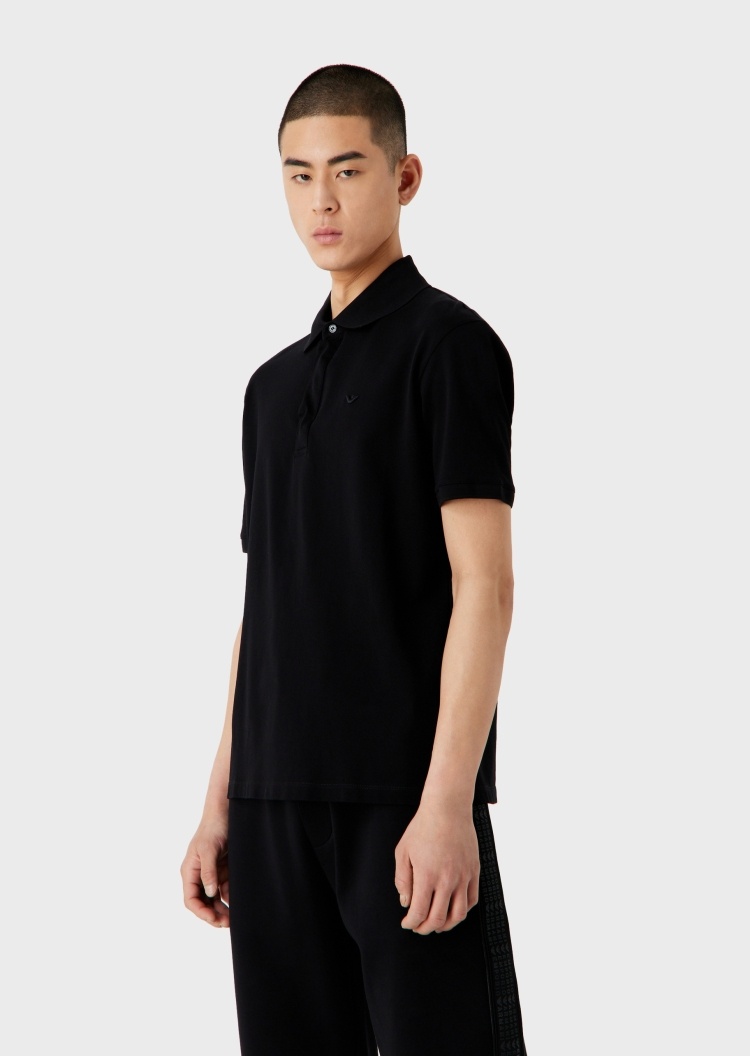 Emporio Armani 小鹰标刺绣棉质Polo衫