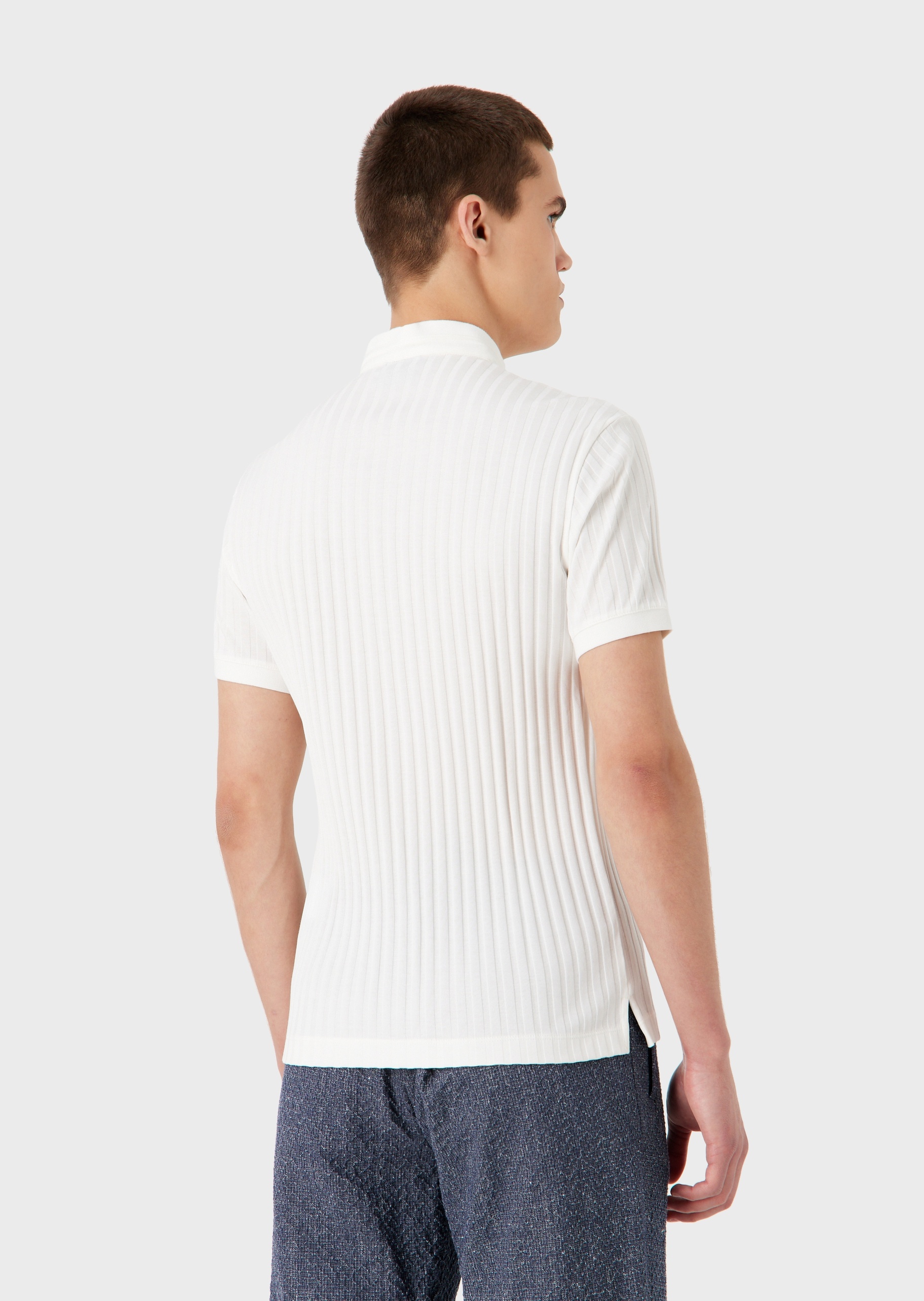 Emporio Armani 男士竖纹压花棉质Polo衫