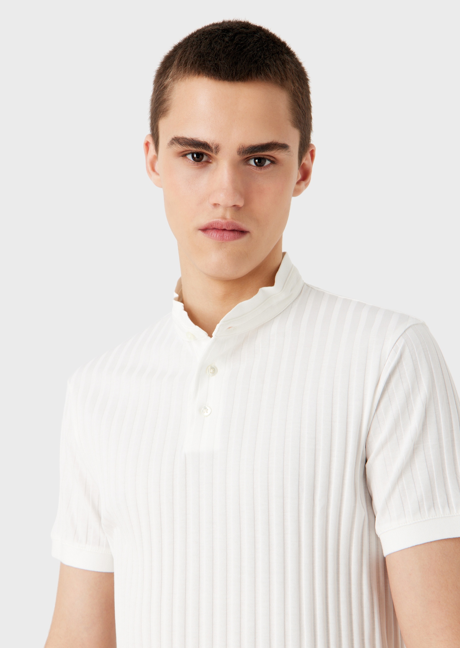 Emporio Armani 男士竖纹压花棉质Polo衫