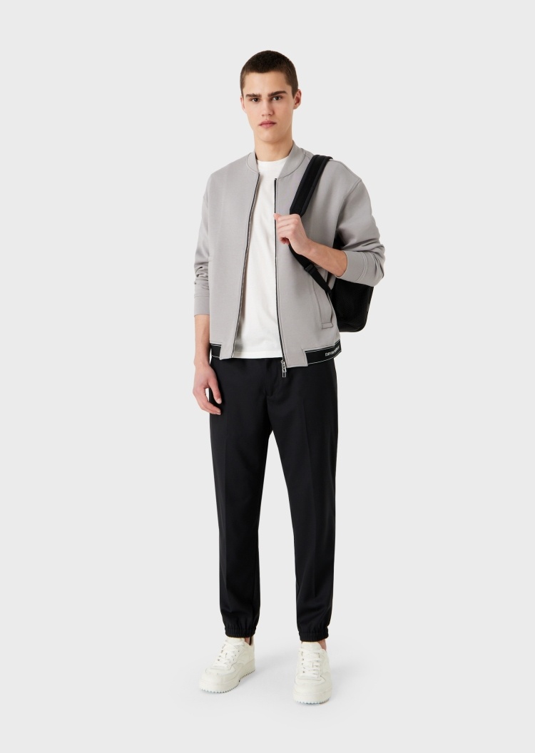 Emporio Armani 撞色标棒球领拉链卫衣