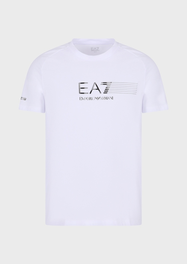 EA7 线条标识插肩圆领T恤
