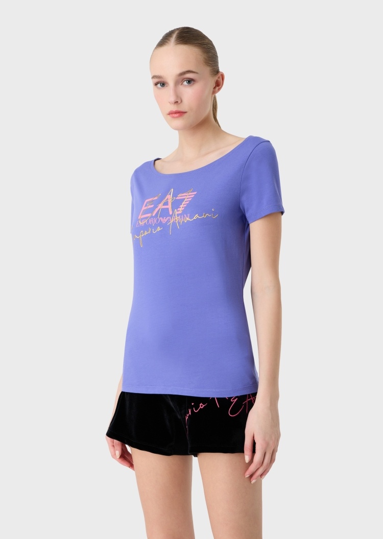 EA7 双层印花标识圆领T恤