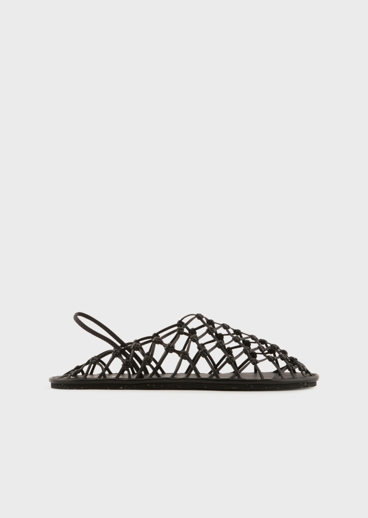 Emporio Armani 编织绳结网格平底凉鞋