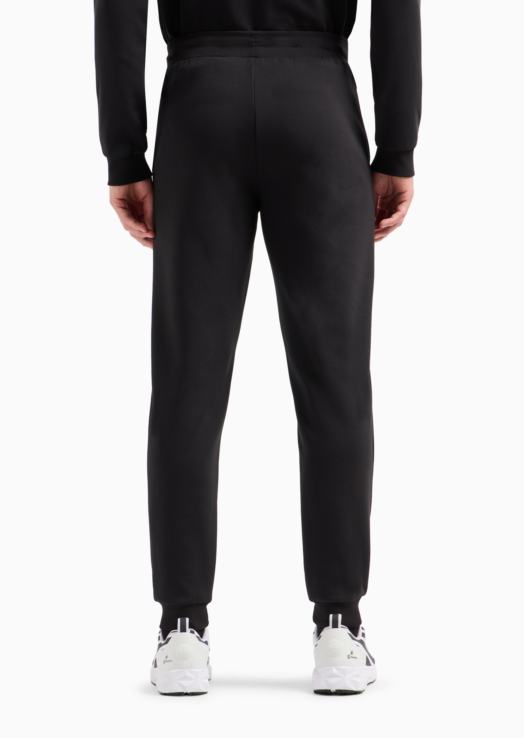 EA7 男士棉质弹力合身系带长款直筒束脚健身卫裤
