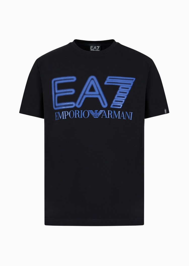 EA7 男士纯棉弹力修身短袖圆领印花运动T恤