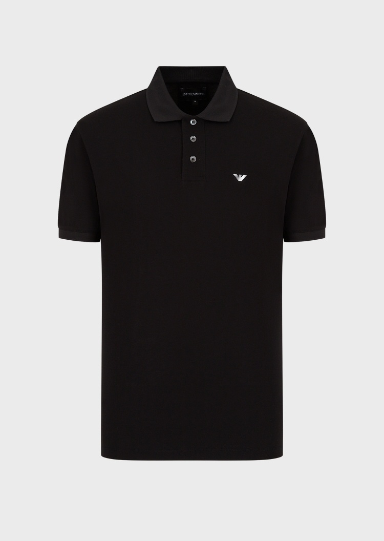 Emporio Armani 男士全棉合身短袖翻领珠地Polo衫