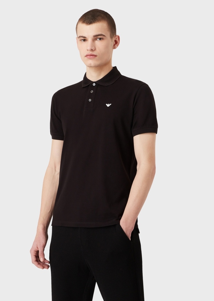Emporio Armani 男士全棉合身短袖翻领珠地Polo衫