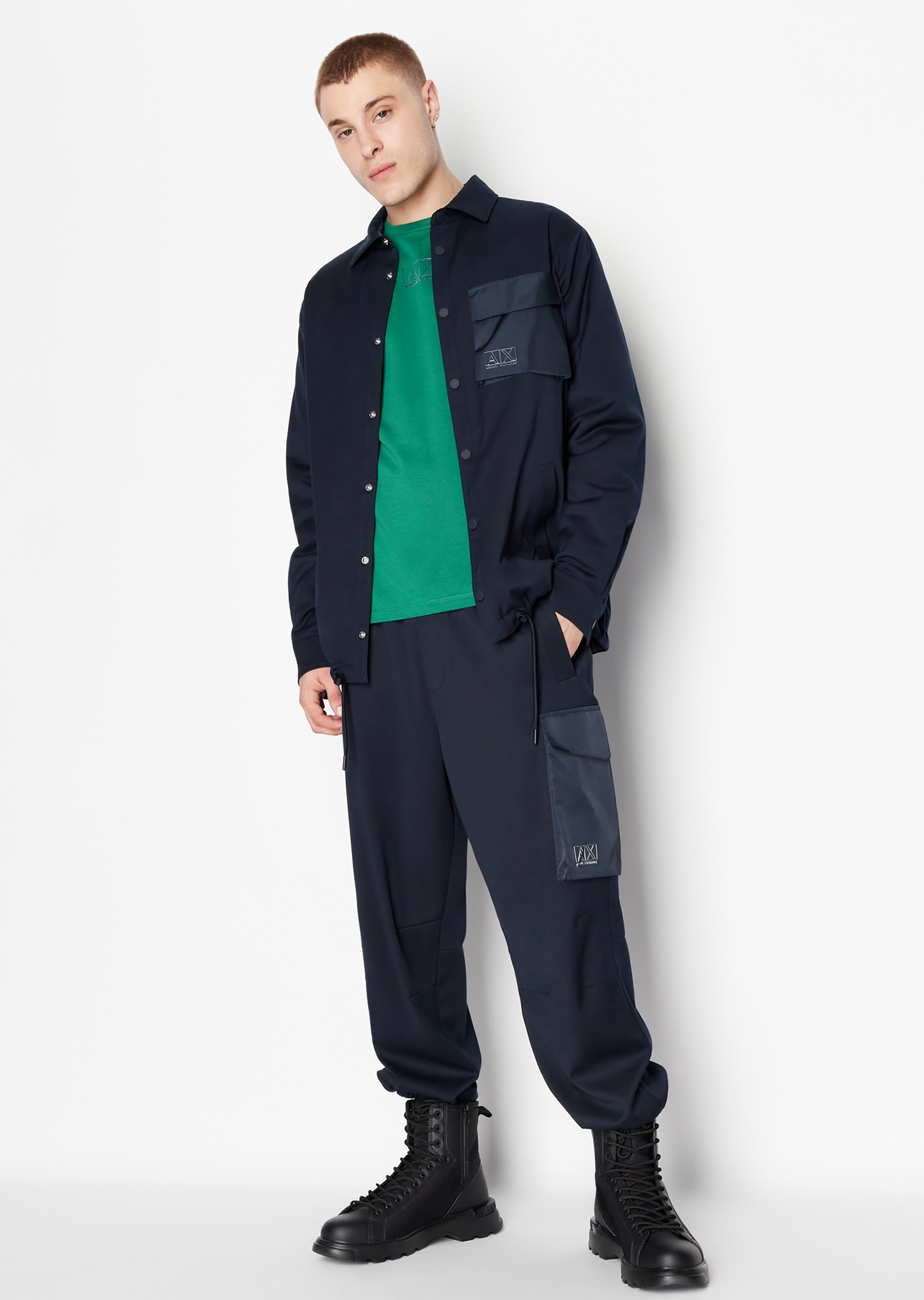 ARMANI EXCHANGE 男士贴袋翻领衬衫式棉服