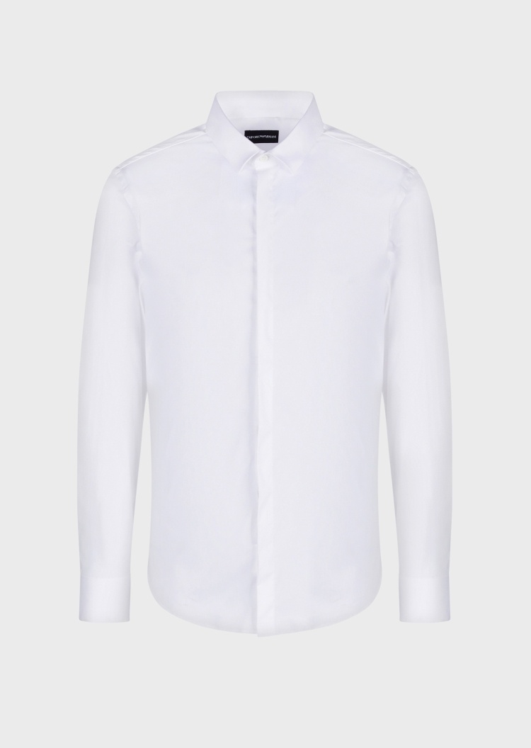 Emporio Armani 修身棉质长袖衬衫