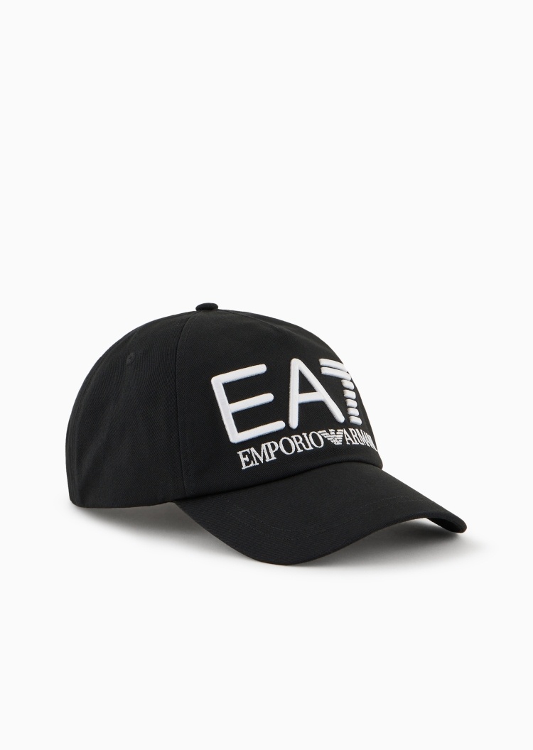 EA7 男女同款全棉圆顶弯檐刺绣健身棒球帽