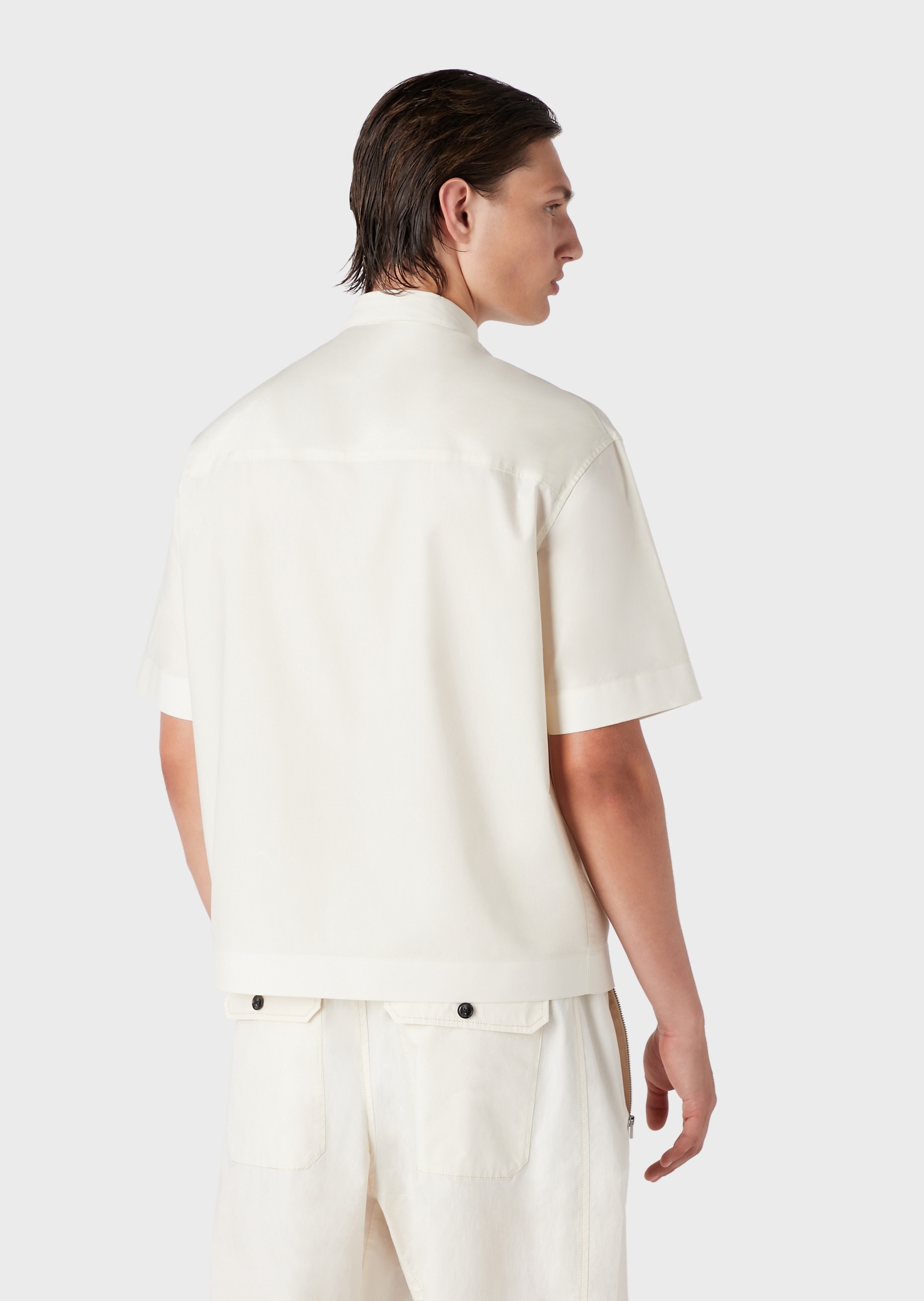 Emporio Armani 翻盖贴袋棉质短袖衬衫
