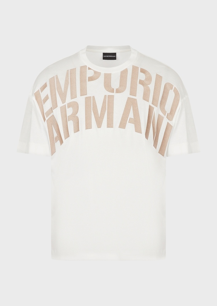 Emporio Armani 男士LOGO刺绣圆领短袖T恤
