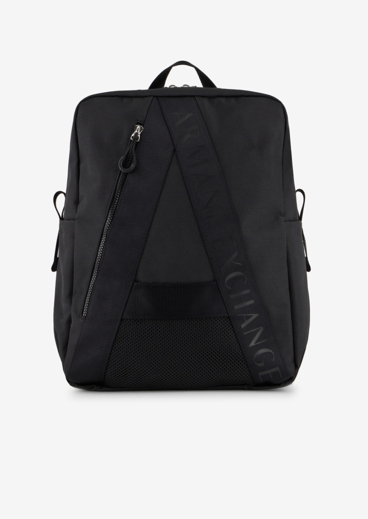 ARMANI EXCHANGE 男士大容量A形织带网面拼接拉链圆形双肩包