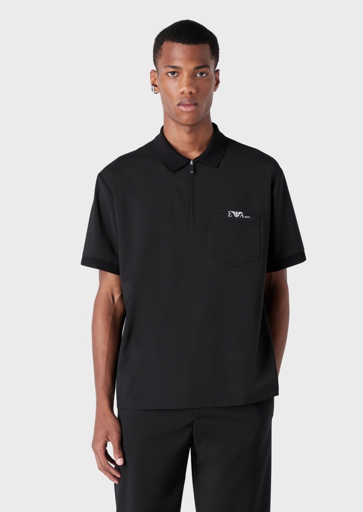 Emporio Armani 拉链半开襟POLO衫