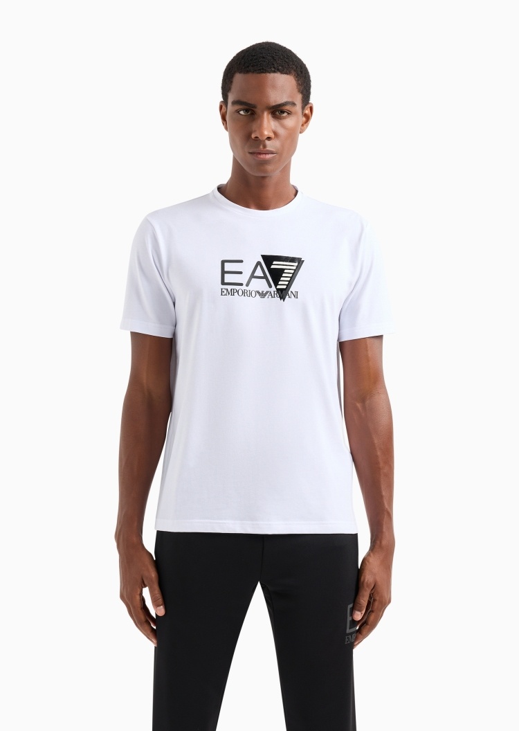 EA7 男士弹力合身短袖圆领LOGO印花T恤