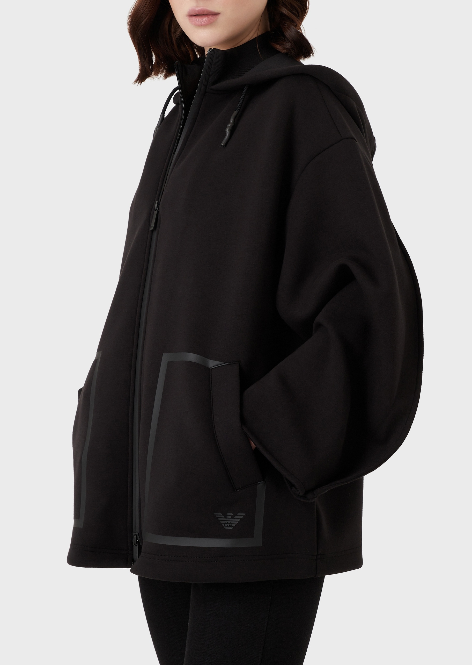 Emporio Armani 落肩拉链开襟卫衣