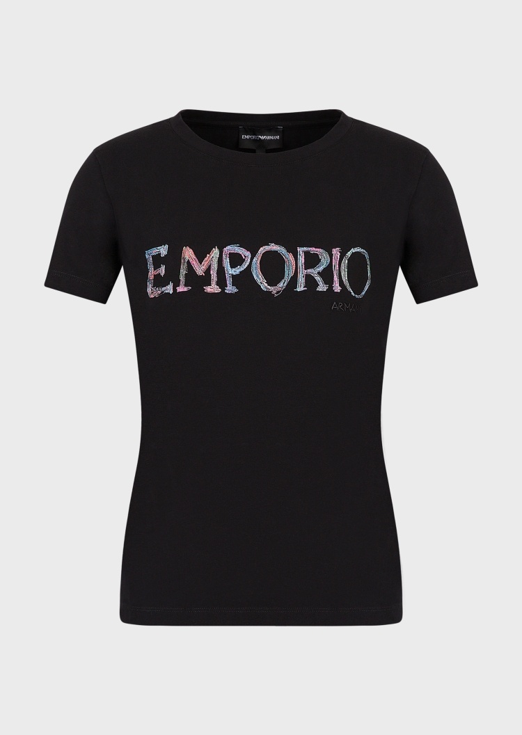 Emporio Armani 前卫刺绣圆领T恤