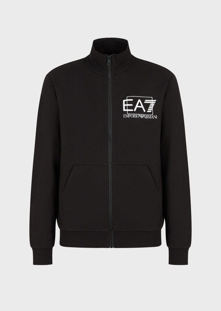EA7 袋鼠兜立领拉链卫衣