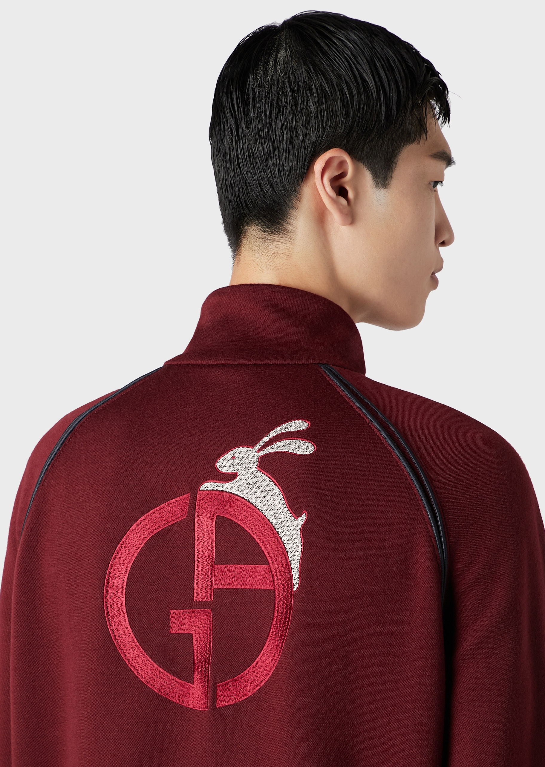 Giorgio Armani 男士撞色滚边玉兔刺绣插肩立领夹克
