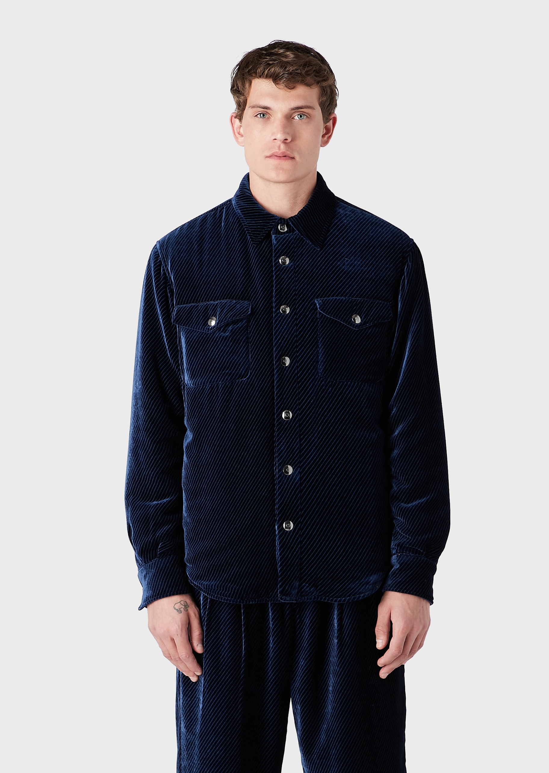 Giorgio Armani 斜纹天鹅绒填充棉服