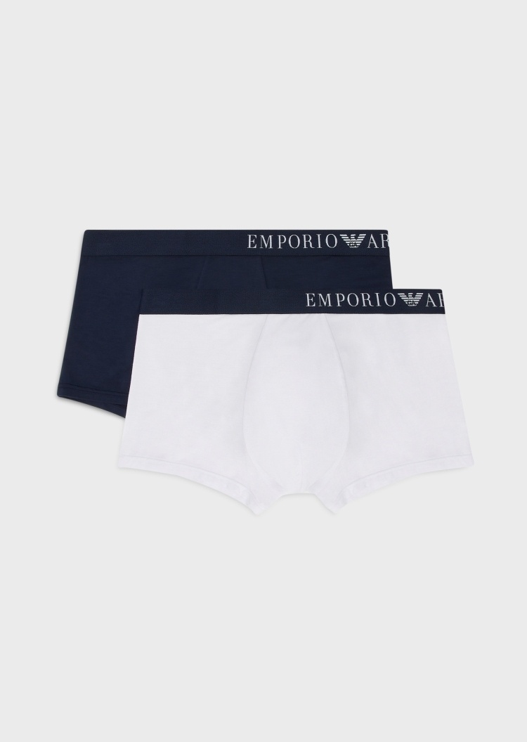 Emporio Armani 男士人造棉弹力合身平角两条装内裤套装