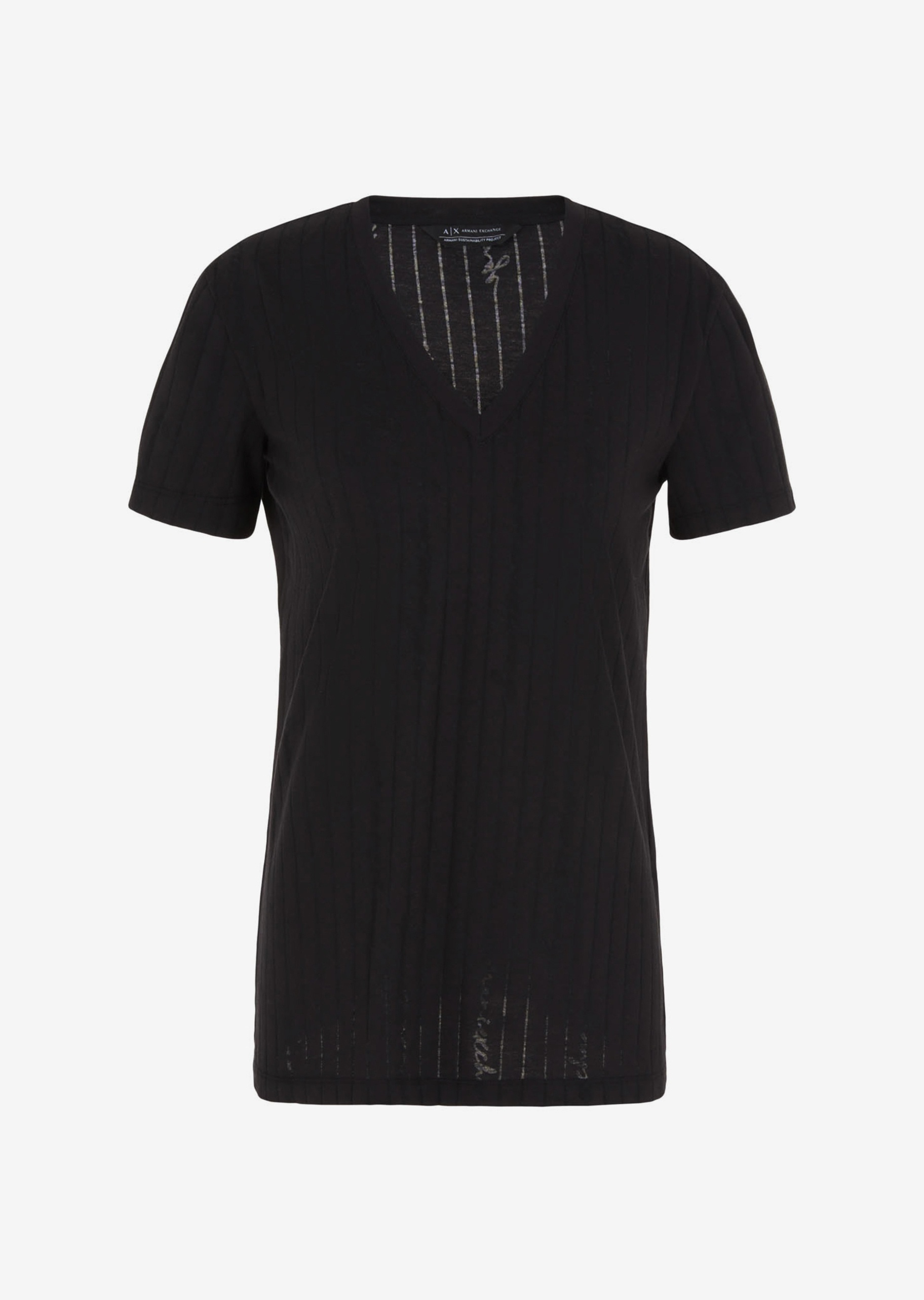 ARMANI EXCHANGE 女士V领合身针织短袖T恤