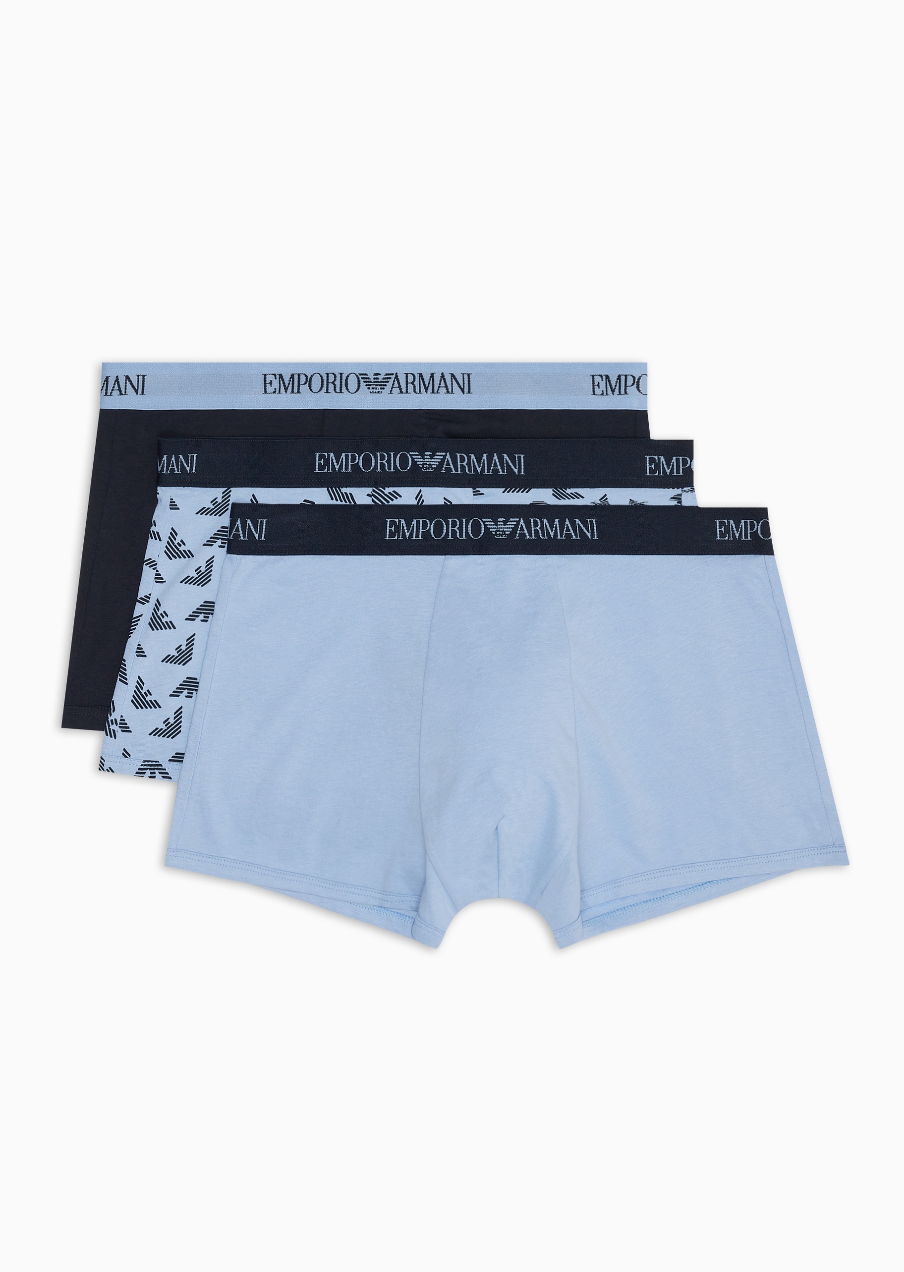 Emporio Armani 男士全棉修身平角三条装内裤套装