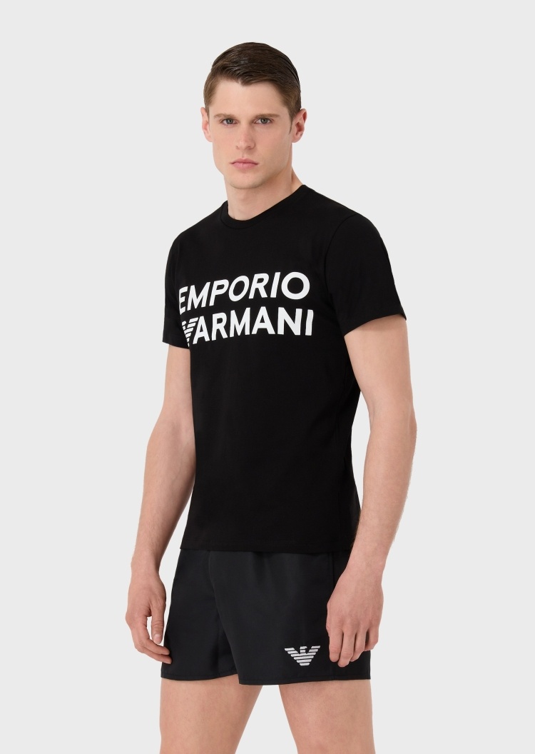 Emporio Armani 大标识棉质沙滩T恤