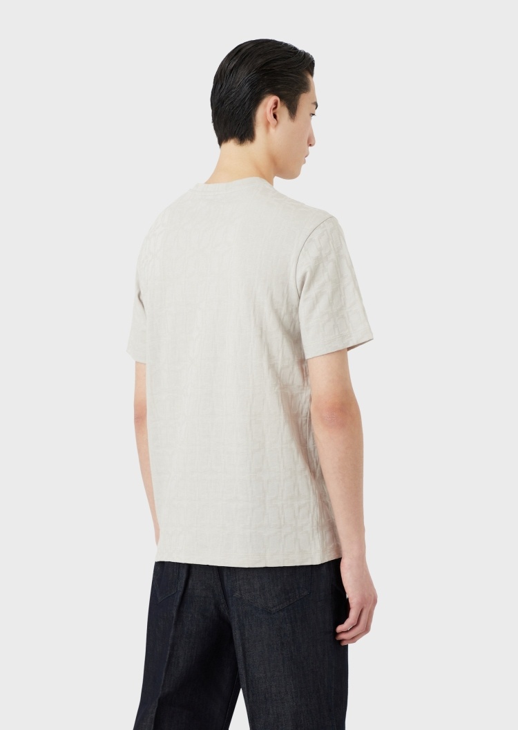 Emporio Armani 微型花纹棉质V领T恤