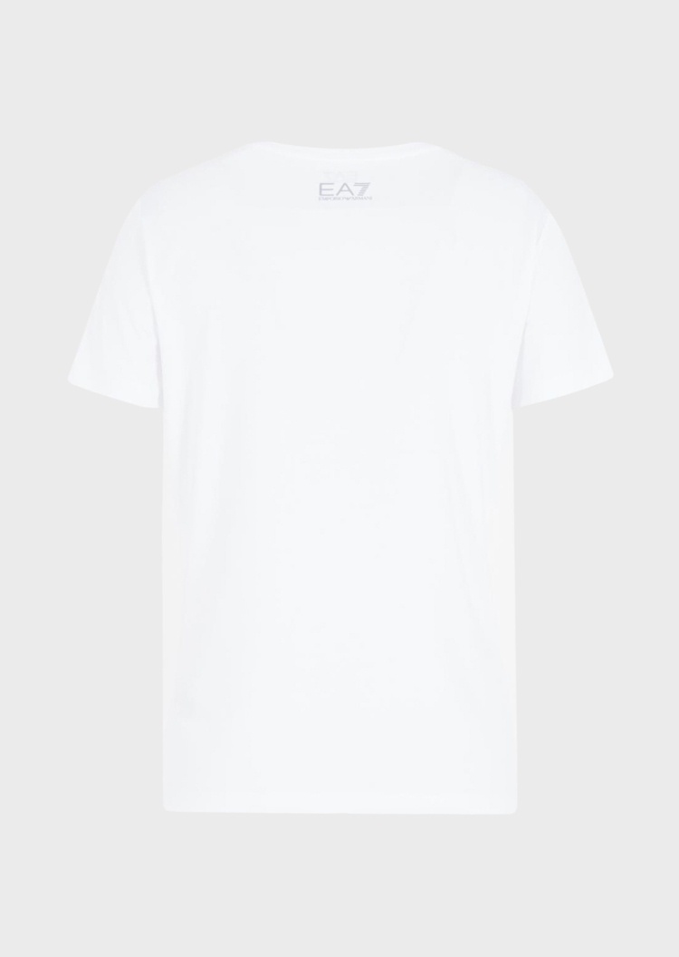 EA7 撞色字母绣标T恤